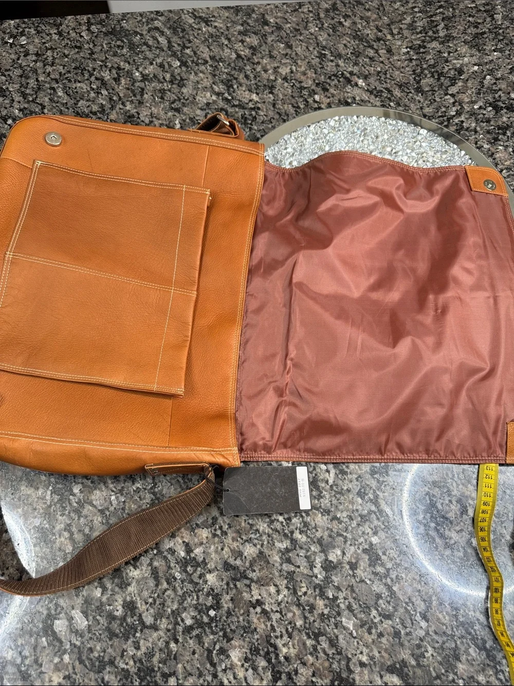 Bugatti Men's Leather Messenger Bag in Cognac Brown NWT